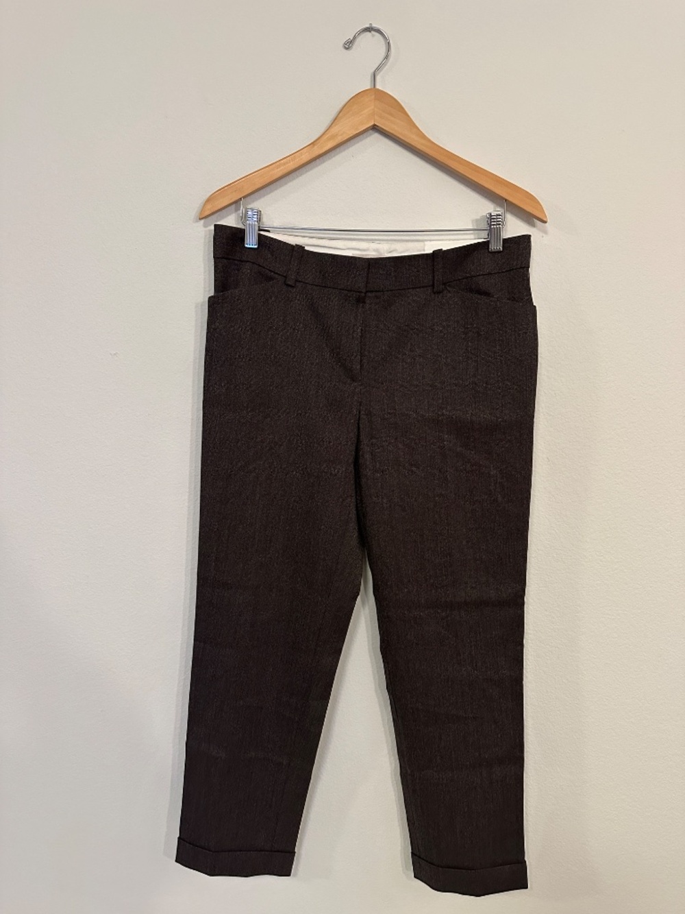 LOFT Marisa Modern Fit Stretch Cuffed Ankle Pants Brown 6 NWT